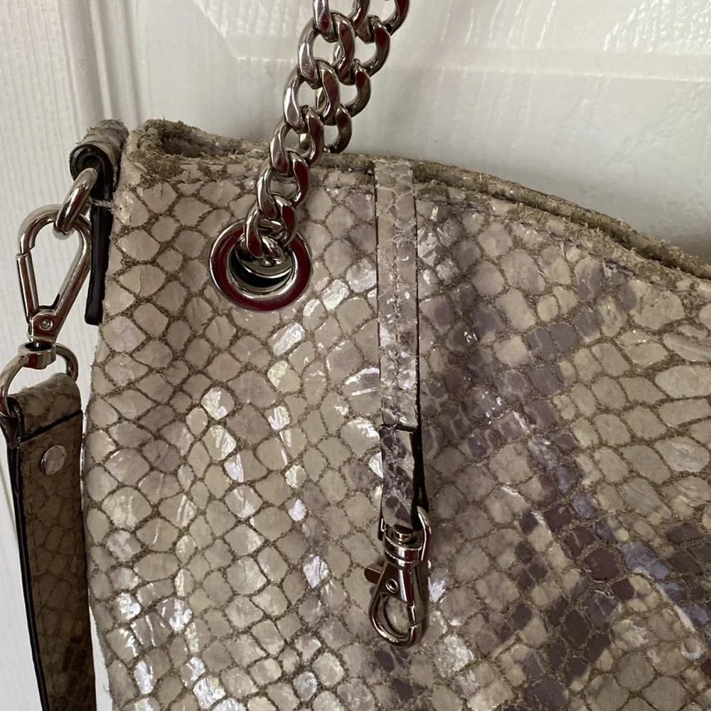 Michael Kors Bag Jet Set Chain Snakeskin Gather Shoulder Tote Crossbody Bag - Picture 5 of 14